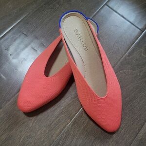 Rothy's Coral Pointed Slingback Flats with Blue Heel Loop